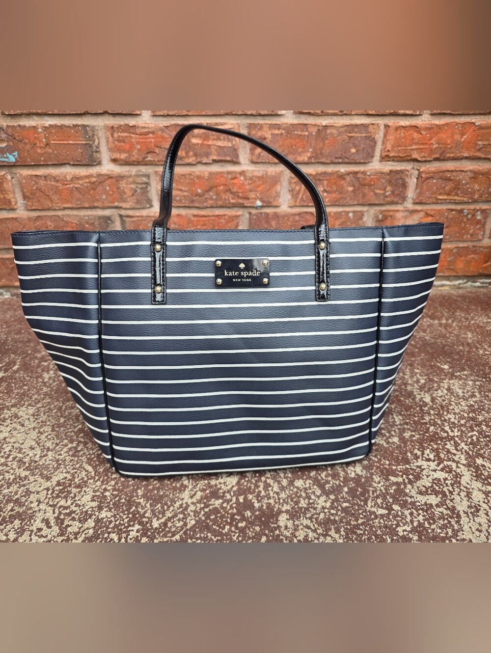 Kate Spade Navy and White Striped Tote